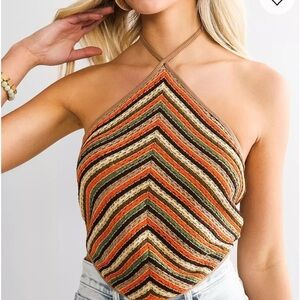Buckle Multicolor Striped Knit Top Gilded Intent